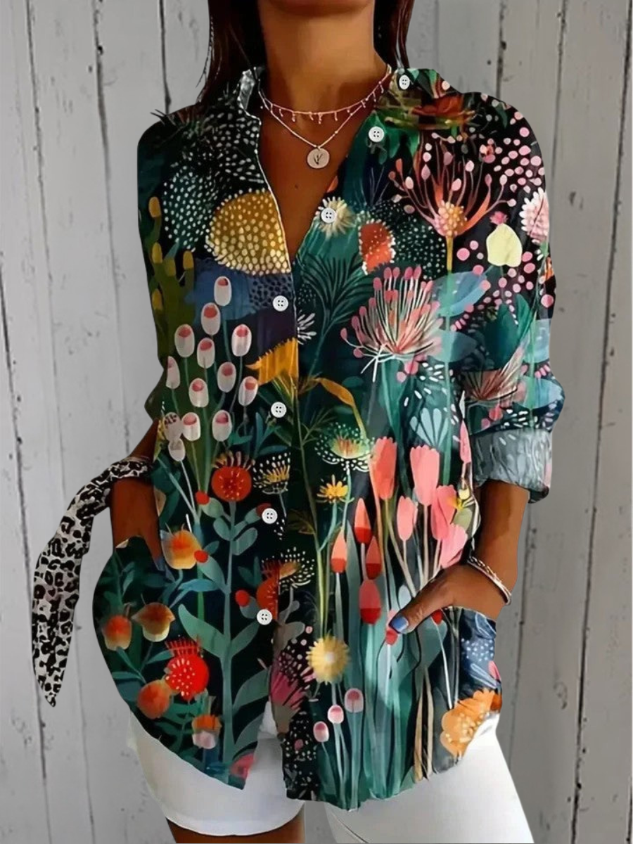 Anica - Blouse Artistique Éclatante avec Boutons