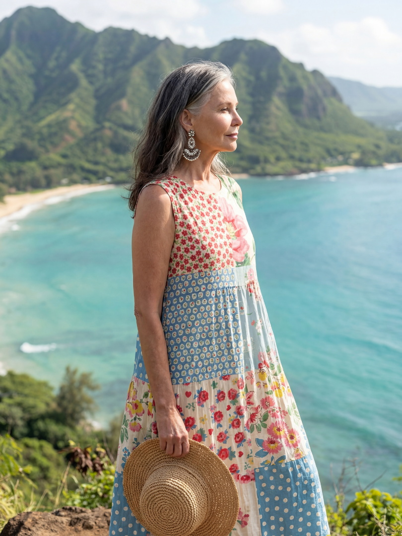 Kira | Robe Midi à Motif Floral Côtier