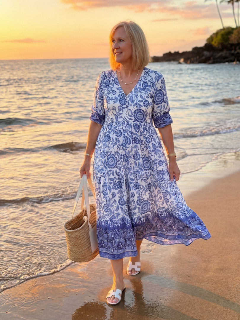 Nalani | Midi Robe en Porcelaine