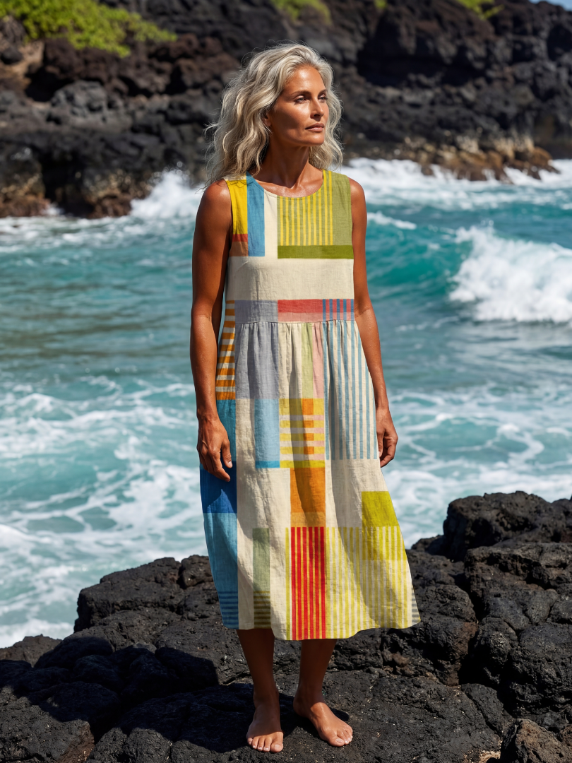 Esme | Robe Midi à Motifs en Blocs
