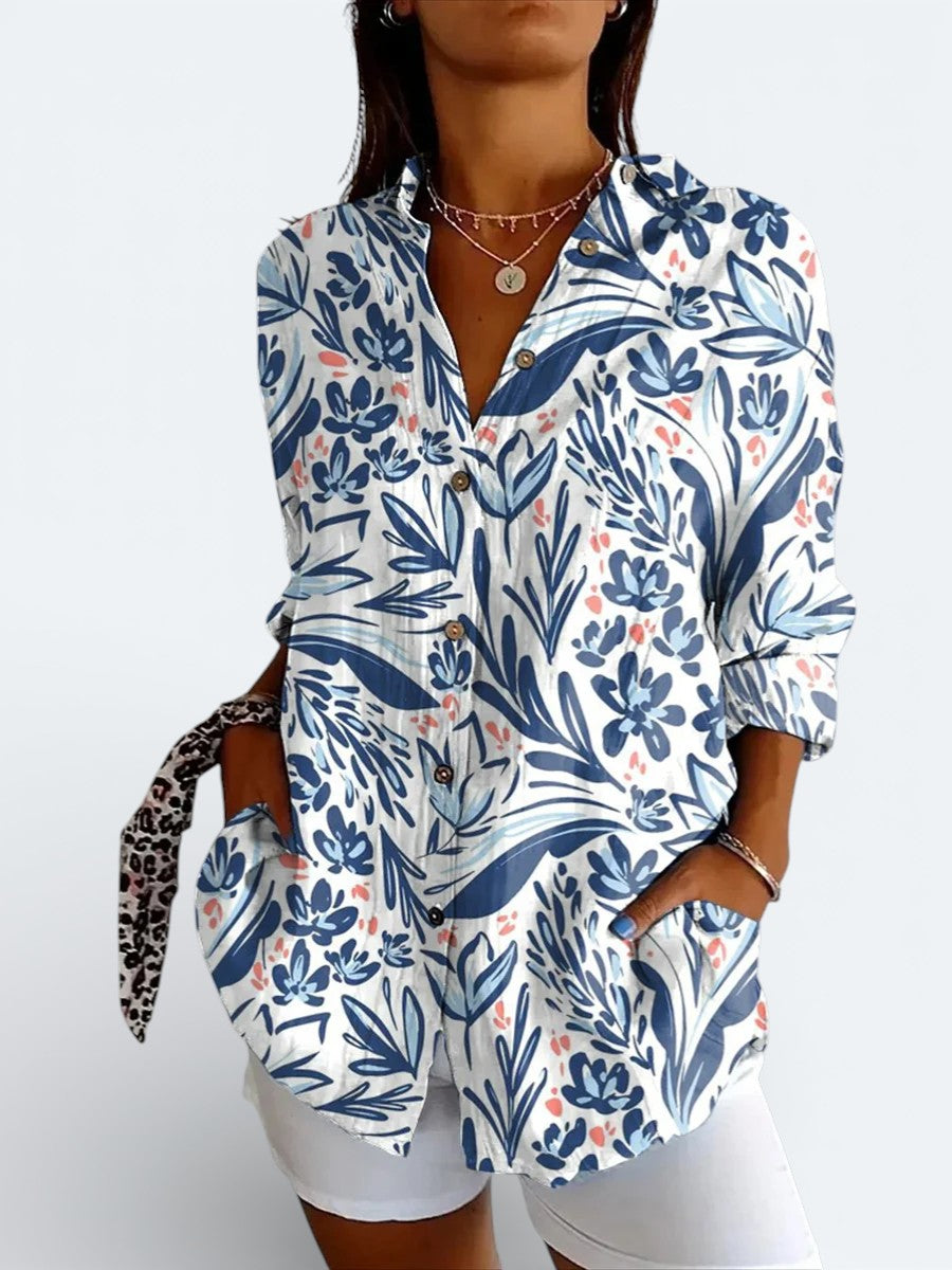 Valeria - Blouse artistique aux couleurs vives avec boutons