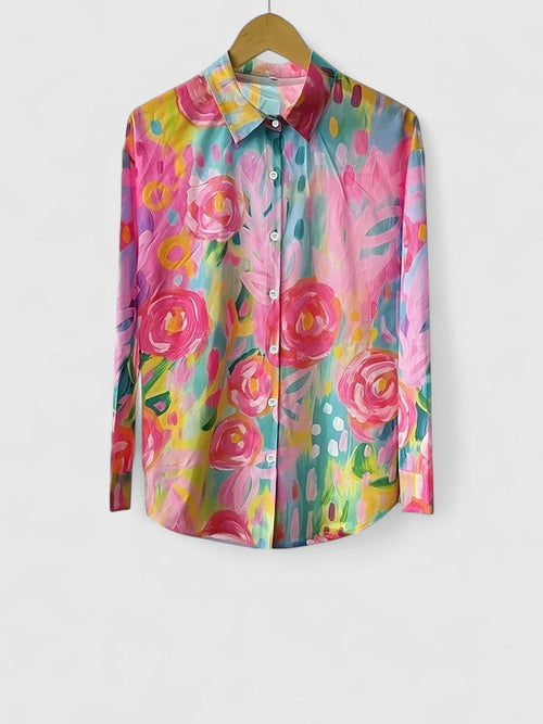 Anica - Blouse Artistique Éclatante avec Boutons